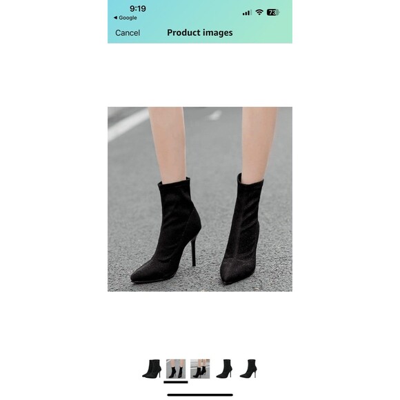 Women's Pointed Toe Stiletto Ankle Boots Slip On Stretch Booties Black Size 9.5 - Picture 12 of 12